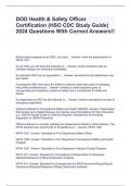 DOD Health & Safety Officer Certification (HSO CDC Study Guide) 2024 Questions With Correct Answers!!