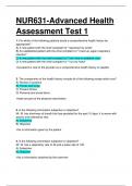 NUR 631 / NUR631 ADVANCED  HEALTH ASSESSMENT TEST 1. QUESTIONS WITH 100% CORRECT ANSWERS.