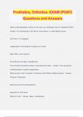Prothetics, Orthotics. EXAM (POAT) Questions and Answers