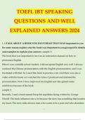 TOEFL IBT SPEAKING QUESTIONS AND WELL EXPLAINED ANSWERS 2024 