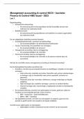 Samenvatting management accounting & control inclusief formules