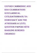 Oxford Cambridge and RSA Examinations  GCEClassical CivilisationH408/34:  Democracy and the Athenians A Level question papers with marking schemes (merged)