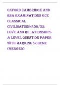 Oxford Cambridge and RSA Examinations GCE Classical CivilisationH408/32: Love and relationships A Level question paper with marking scheme (merged)