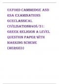 Oxford Cambridge and RSA Examinations  GCEClassical CivilisationH408/31:  Greek religion A Level question paper with marking scheme (merged)