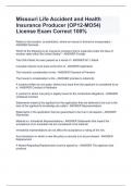 Missouri Life Accident and Health Insurance Producer (OP12-MO54) License Exam Correct 100%