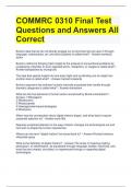 COMMRC 0310 Final Test Questions and Answers All Correct 
