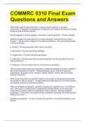 COMMRC 0310 Final Exam Questions and Answers 