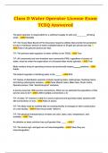 Class D Water Operator License Exam TCEQ Answered
