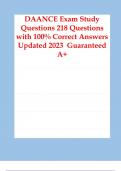 DAANCE Exam Study Questions 218 Questions with 100 DAANCE Exam Study Questions 218 Questions