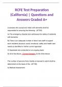RCFE Test Preparation (California) | Questions and Answers Graded A+