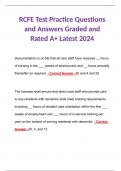 RCFE Test Practice Questions and Answers Graded and Rated A+ Latest 2024