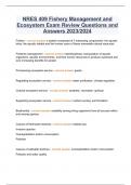 NRES 409 Fishery Management and Ecosystem Exam Review Questions and Answers 2023/2024