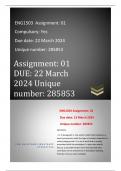 ENG1503 Assignment 01 due 22 March 2024. trusted and reliable answers.