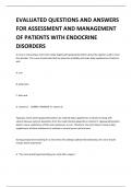 EVALUATED QUESTIONS AND ANSWERS FOR ASSESSMENT AND MANAGEMENT OF PATIENTS WITH ENDOCRINE DISORDERS 