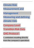Measuring and defining climate risks Company Level Transition Risk Data GHG Protocol :