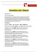 CHEM 104 LAB 1 Report Chemical Kinetics Complete 2024 / 2025 | 100% Verified
