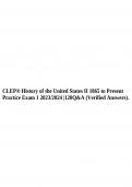 CLEP® History of the United States II 1865 to Present Practice Exam 1 2023/2024 |120Q&As (Verified Answers).