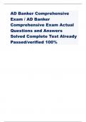 AD Banker Comprehensive  Exam / AD Banker  Comprehensive Exam Actual  Questions and Answers  Solved Complete Test Already Passed/verified 100% 