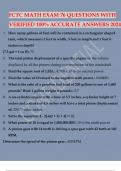 FCTC MATH EXAM 76 QUESTIONS WITH VERIFIED 100% ACCURATE ANSWERS 2024