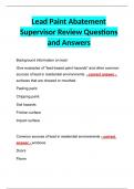 Lead Paint Abatement Supervisor Review Questions and Answers 