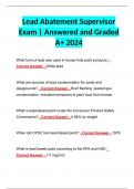 Lead Abatement Supervisor Exam | Answered and Graded A+ 2024