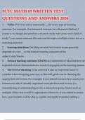 FCTC MATH 69 WRITTEN TEST QUESTIONS AND ANSWERS 2024