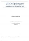 PSYC 101 General Psychology (C08) Developmental Psychologist Essay Assignment Liberty University 2024
