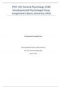 PSYC 101 General Psychology (C08) Developmental Psychologist Essay Assignment Liberty University 2024