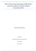 PSYC 101 General Psychology (C08) What I Say Versus What I Do Essay Liberty University 2024