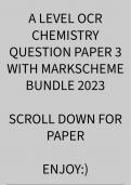 A LEVEL OCR CHEMISTRY QUESTION PAPER 3 WITH MARK SCHEME 2023