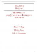 Solutions Manual for Probability and Statistical Inference 10th Edition By Robert Hogg, Elliot Tanis, Dale Zimmerman (All Chapters, 100% Original Verified, A+ Grade)