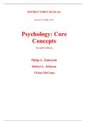 Instructor Manual with Test Bank for Psychology Core Concepts 7th Edition By Philip Zimbardo, Robert Johnson, Vivian McCann Hamilton (All Chapters, 100% Original Verified, A  Grade)