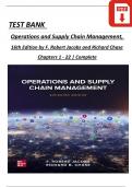 Test Bank For Operations and Supply Chain Management, 16th Edition by F. Robert Jacobs and Richard Chase, All Chapters 1 - 22, Verified Newest Version 
