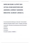 NURS 280 EXAM 4 LATEST 2024  ACTUAL EXAM QUESTIONS AND  ANSWERS ,CORRECT ANSWERS  INDICATED ALREADY ,GRAED A+