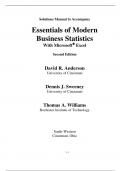 Solutions Manual to Accompany Essentials of Modern Business Statistics With Microsoft Excel Second Edition David R. Anderson  Dennis J. Sweeney  2024 / All Chapters A+