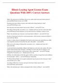 Illinois Leasing Agent License Exam Questions With 100% Correct Answers