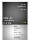 OTE2601 Assignment 02 Semester 1  2024. 100% pass guaranteed.....This document contains answers for the following questions:.....QUESTION 1 Every entrepreneur has certain expectations and goals when choosing a business.  1.1 What is a close corporation in