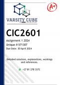 CIC2601 Assignment 1 QUIZ (DETAILED ANSWERS) 2024 - DISTINCTION GUARANTEED