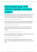 NCLEX Review Study 100%  VERIFIED ANSWERS 2024/2025  CORRECT