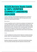 NCLEX Review Study Guide 6 100% VERIFIED  CORRECT ANSWERS  2024/2025