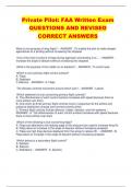 Private Pilot: FAA Written Exam QUESTIONS AND REVISED  CORRECT ANSWERS