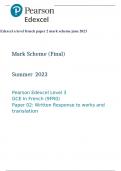 Edexcel a level french paper 2 mark scheme june 2023