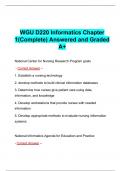 WGU D220 Informatics Chapter 1(Complete) Answered and Graded A+