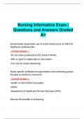 Nursing Informatics Exam | Questions and Answers Graded A+