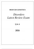 BIOD 210 MOD 7 GENETIC DISORDERS LATEST REVIEW EXAM Q & A 2024