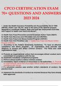 CPCO CERTIFICATION EXAM 70+ QUESTIONS AND ANSWERS 2023 2024