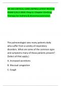 NR 340 CRITICAL CARE (SEPSIS) LATEST REVIEW  EXAM Q & A 2024.-Prep U: Chapter 33=Drug  Therapy for Asthma & Bronchoconstriction