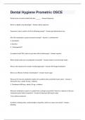 Dental Hygiene Prometric OSCE Questions and Answers with complete solution