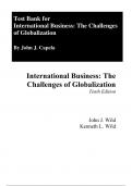 Test Bank For International Business The Challenges of Globalization, 10th Edition by John J. Wild, Kenneth L. Wild Chapter 1-17