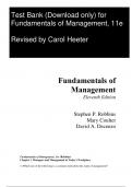 Test Bank For Fundamentals of Management, 11th Edition by Stephen P. Robbins, Mary A. Coulter, David A. DeCenzo Chapter 1-15